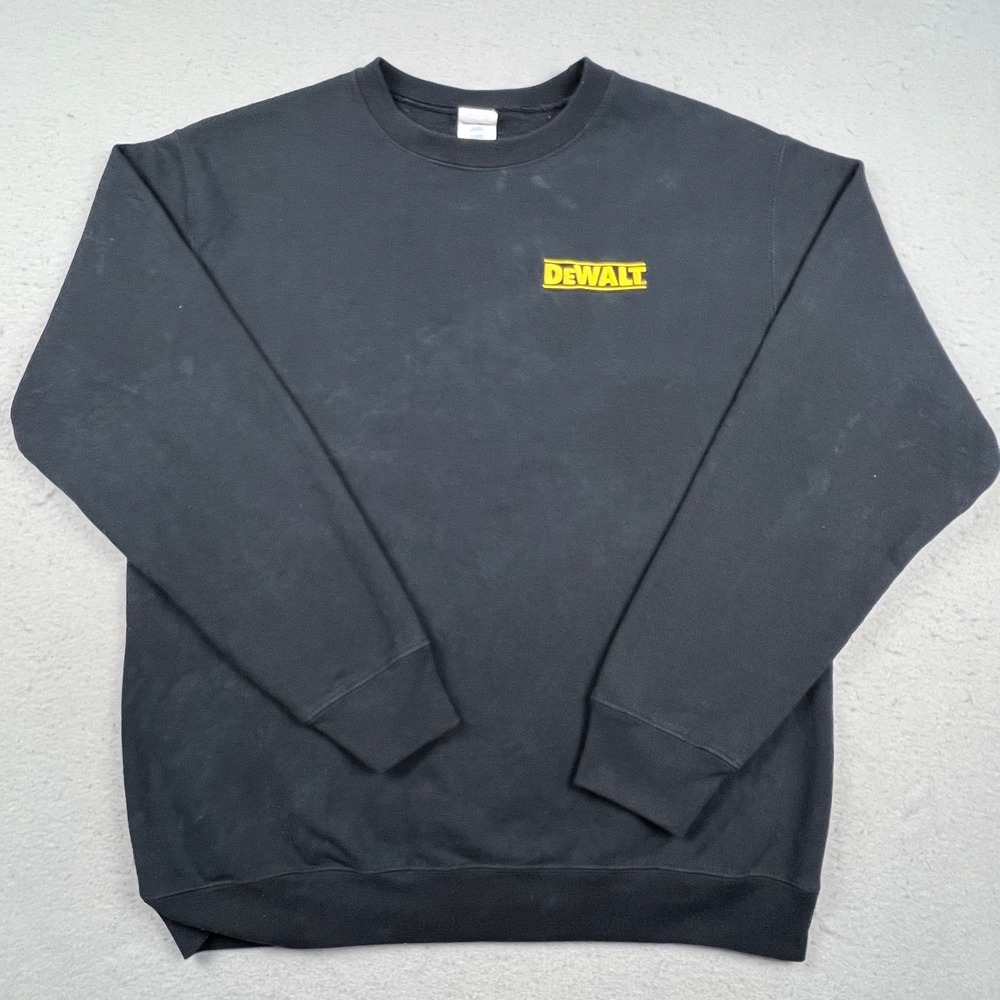 Port & Company DeWalt Sweatshirt Mens Large Black Embroidered Fleece Crewneck